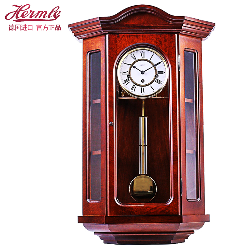 赫姆勒德国原装进口机械挂钟客厅家用复古实木挂墙钟表奢华时钟饰