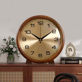 胡桃木座钟客厅家用台式 静音钟桌面台钟简约复古时钟 实木钟表新款