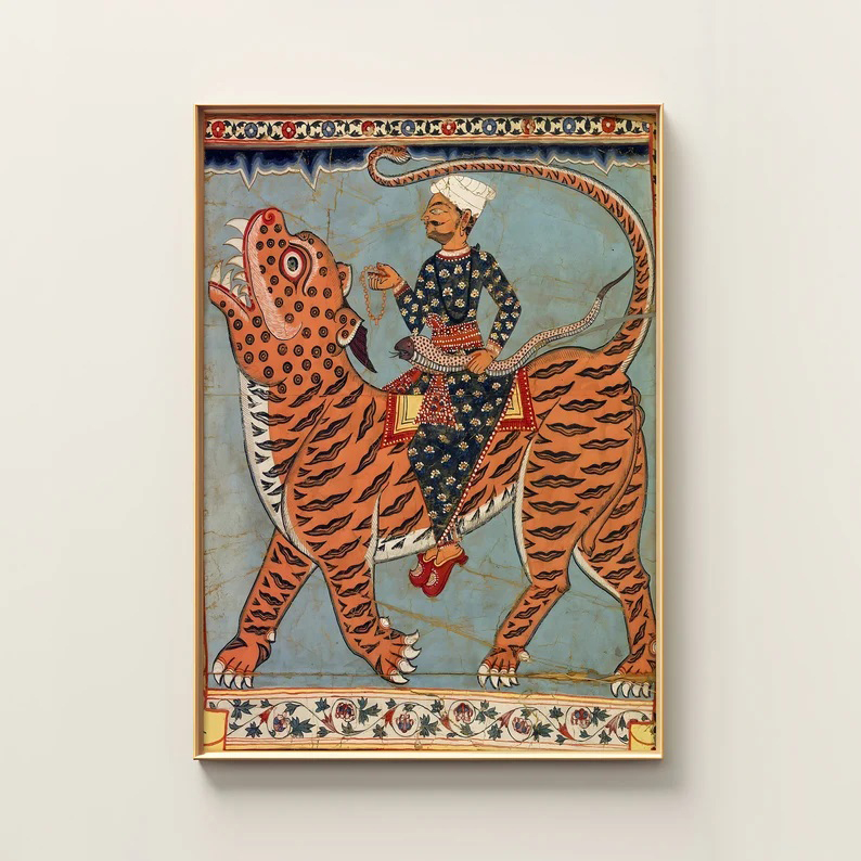 装饰画有框画挂画墙壁艺术印度亚洲老虎复古怀旧东南亚风热带