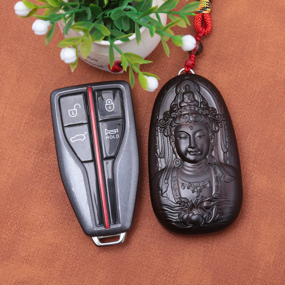 观音浮雕专用于红旗H5钥匙套E-QM5改装HS5实木HS3H6H9EH7高端壳包