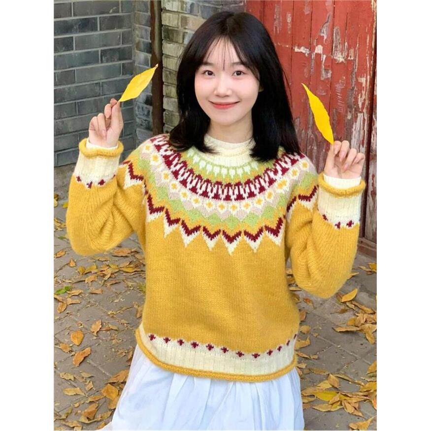 韩版甜美可爱圆领提花费