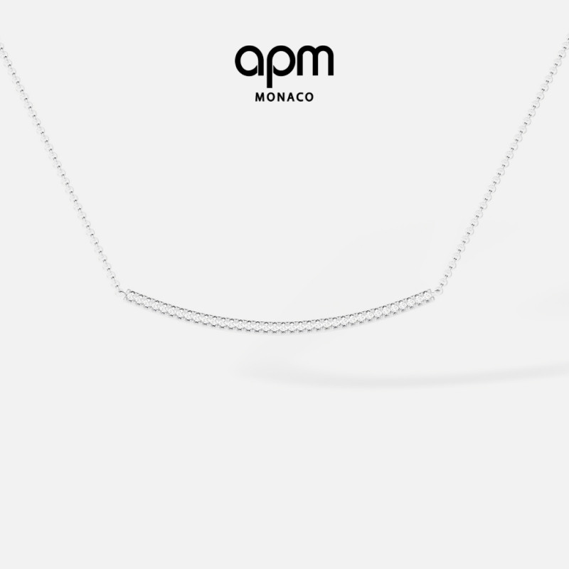 [杨紫同款]APM  Monaco Croisette银白色微笑项链锁骨链生日送人