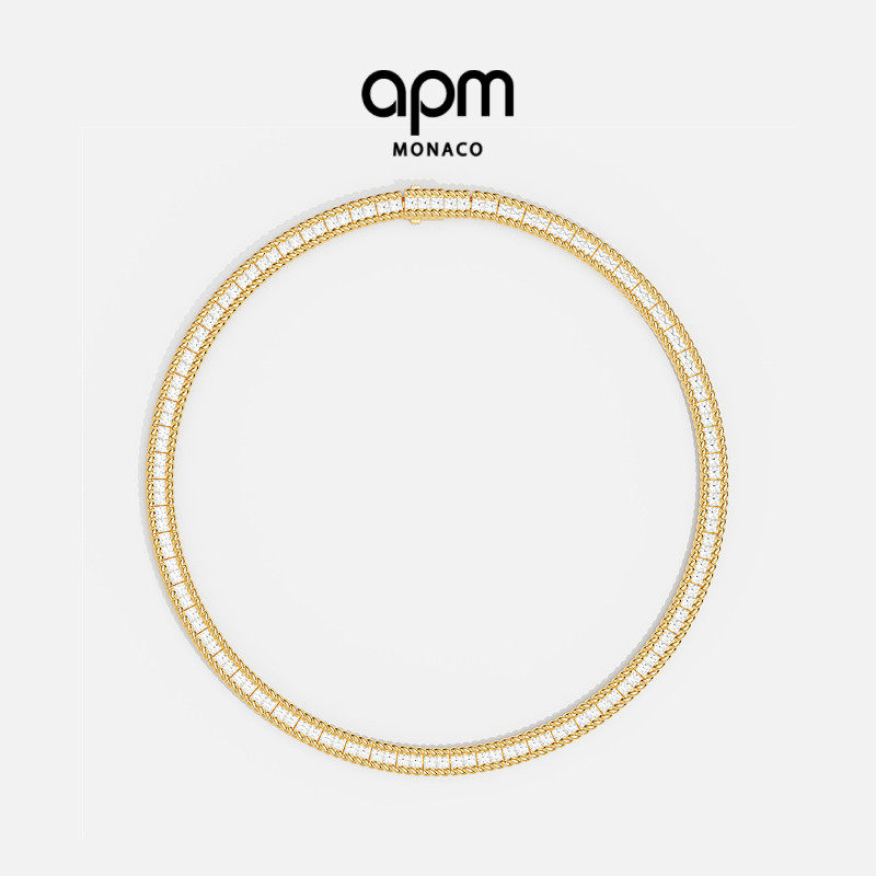 [杨紫同款]APM Monaco金黄色Torsade密镶项圈项链