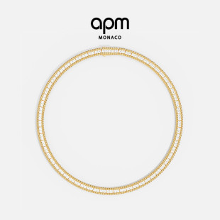 Monaco金黄色Torsade密镶项圈项链扭纹设计感新品 APM 杨紫同款