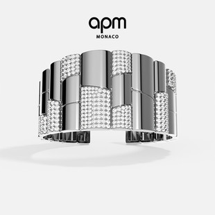 [杨紫同款]APM Monaco深灰色个性密镶手镯手饰宽版前卫情人节礼物