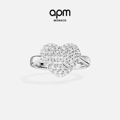[杨紫同款]APM Monaco爱心戒指银白色密镶大号心形女手饰新年礼物