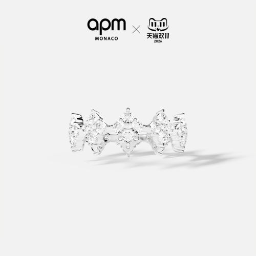 APM闪耀四叶草戒指女情侣对戒