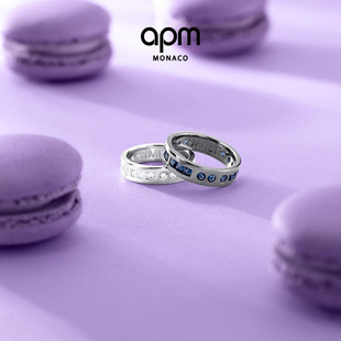 APM Monaco SMILE摩斯密码戒指独特海军蓝情侣送人38妇女节礼物