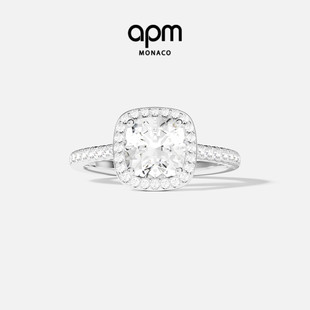 情侣对戒送人生日礼物 个性 APM Monaco方形密镶锆石戒指女轻奢时尚