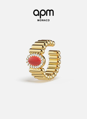 [周翊然同款]APM Monaco金黄色红宝石LES CALANQUES耳夹耳饰新品