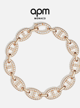 APM Monaco玫瑰金色Maille Marine手链水手链环手饰环扣叠戴礼物*