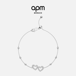 [杨紫同款]APM Monaco爱心可调节手链银白心形镂空手饰情人节礼物