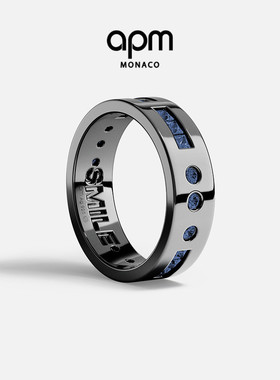 APM Monaco SMILE摩斯密码戒指独特海军蓝情侣送人生日新年礼物