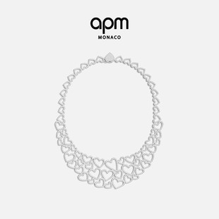 [杨紫同款]APM Monaco个性爱心项链银白密镶镂空首饰38妇女节礼物