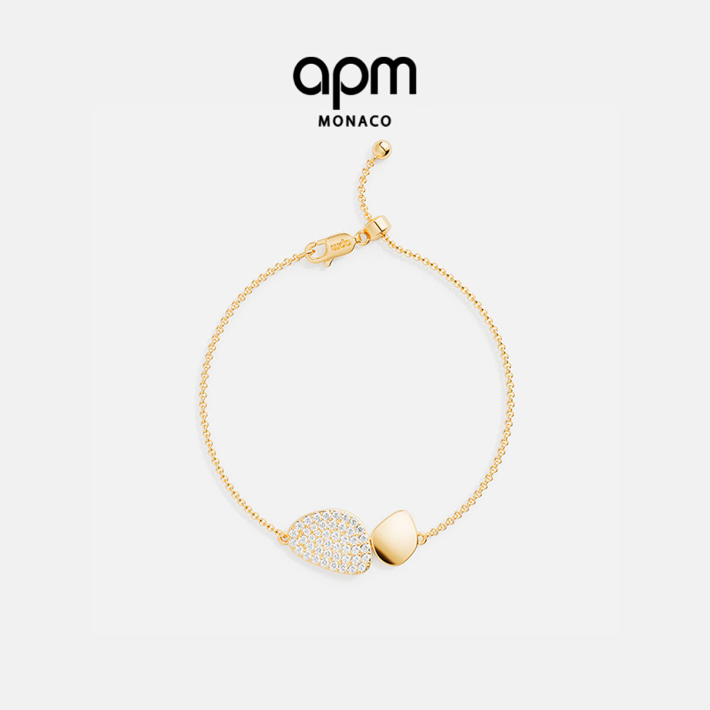 [新品]APM Monaco Galet可调节手链金黄色时尚饰品