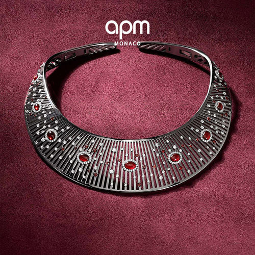[杨紫同款新品]APM Monaco酒红宝石Les Éventails个性项圈链镂空