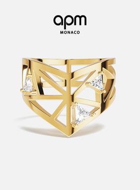 [夏季新品]APM Monaco金黄色迷宫Labyrinthe戒指个性几何设计感