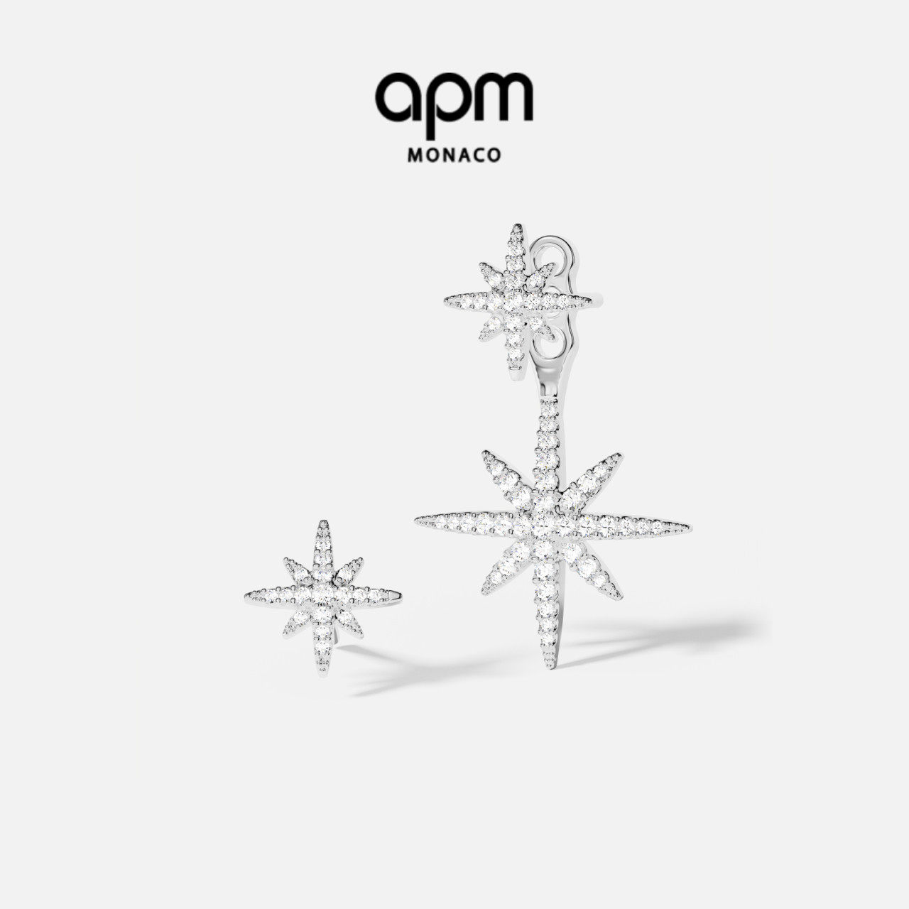 APM Monaco六芒星耳钉女生不对称轻奢气质银耳饰送人生日礼