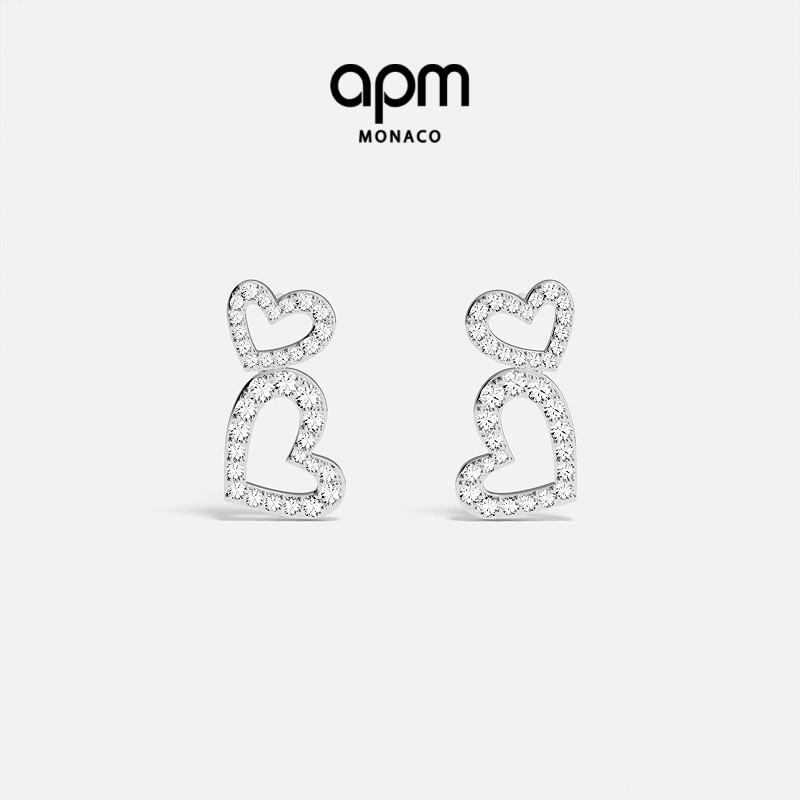 APM双爱心耳钉耳环耳饰生日礼物图片