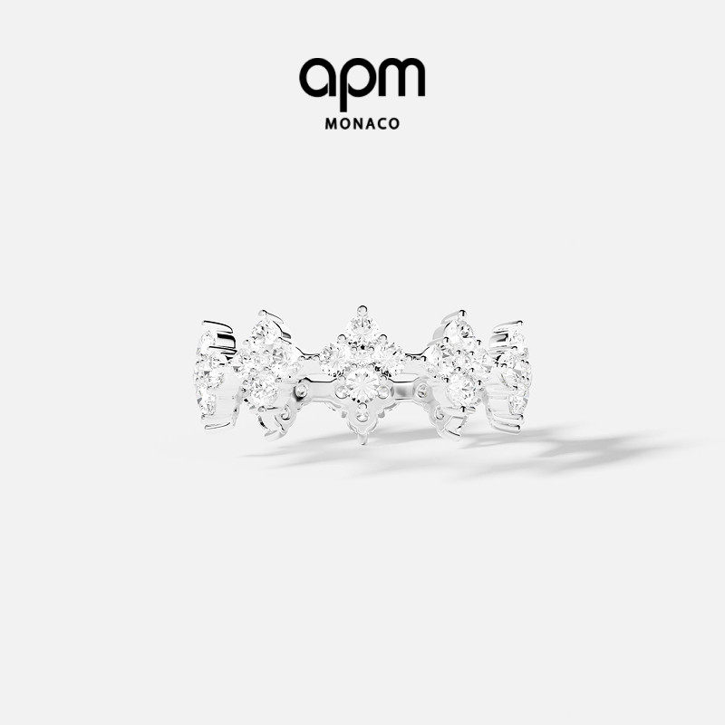 APM Monaco &Eacute;clat闪耀戒指白色浪漫时尚叠戴手饰女送人生日礼物