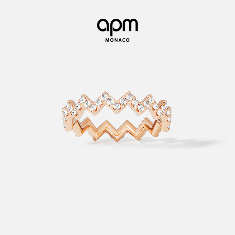 APM玫瑰金戒指女小众设计尾戒图片