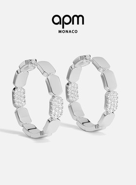APM Monaco精致圈形耳环银白色小号耳饰设计感摩登个性新年礼物