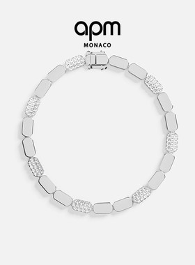 APM Monaco精致银色手链个性几何设计感摩登百搭手饰圣诞礼物