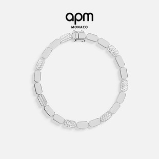 APM Monaco精致银色手链个性几何设计感摩登百搭手饰情人节礼物