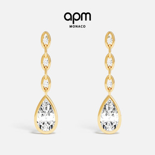 [杨紫同款]APM Monaco Éclat链环耳环金黄色水滴耳饰情人节礼物