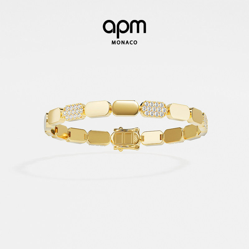 APM精致金色手链个性设计感