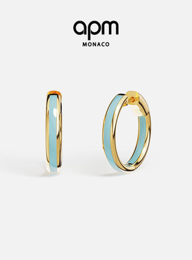 [夏季新品]APM Monaco金黄色蓝色珐琅RIVIERA圈形耳环精致礼物