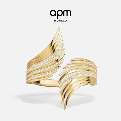 [杨紫同款]APM Monaco金黄色棕榈Les Palmes手镯个性手饰华丽礼物