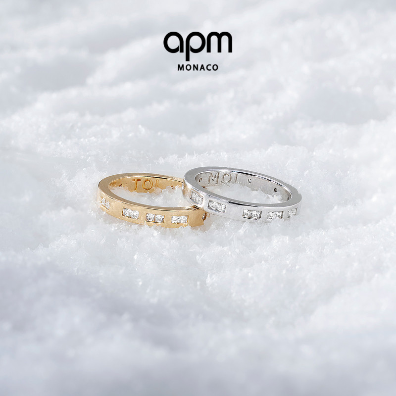 APM摩斯密码戒指金银双色情侣款