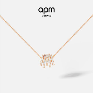 APM 毛衣链送人生日新年礼物 Monaco多圈白色闪锆可调节项链经典