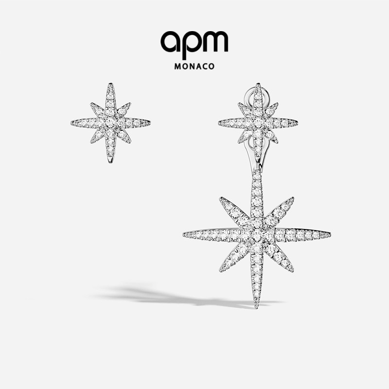 APM不对称双流星耳环耳钉耳饰图片