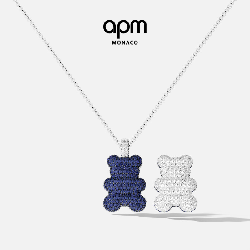 [新品]APM Monaco Baba Yummy Bear可调节项链串珠蓝色趣味双色