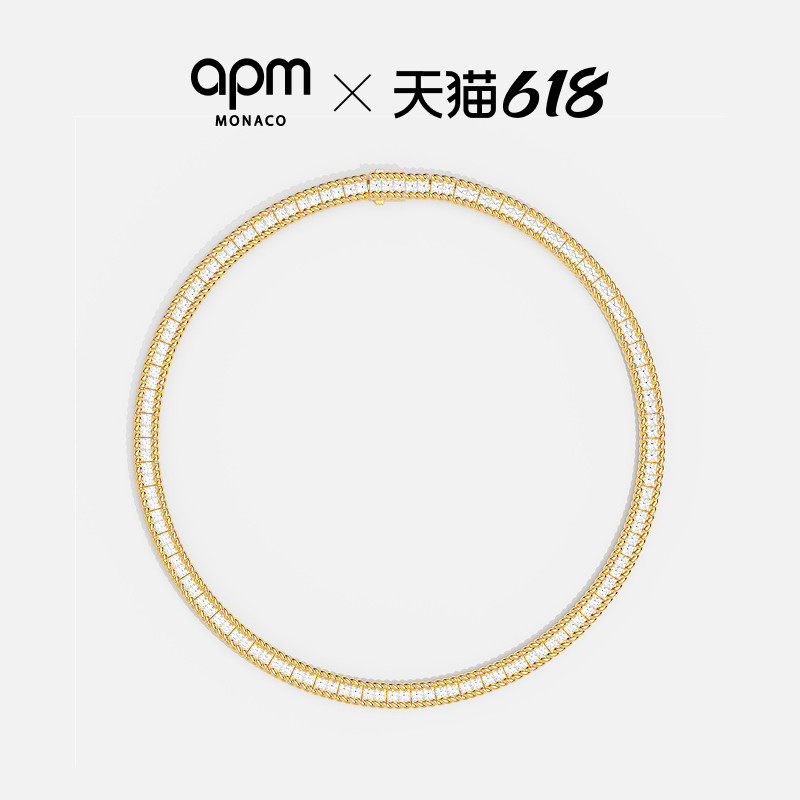 [杨紫同款]APM Monaco金黄色Torsade密镶项圈项链扭纹设计感首饰