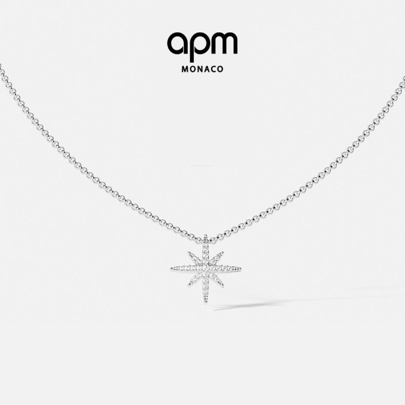 APM Monaco六芒星项链银颈链简约气质轻奢锁骨链送人生日礼