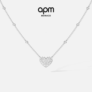 [杨紫同款]APM Monaco爱心可调节项链银白色密镶心形情人节礼物