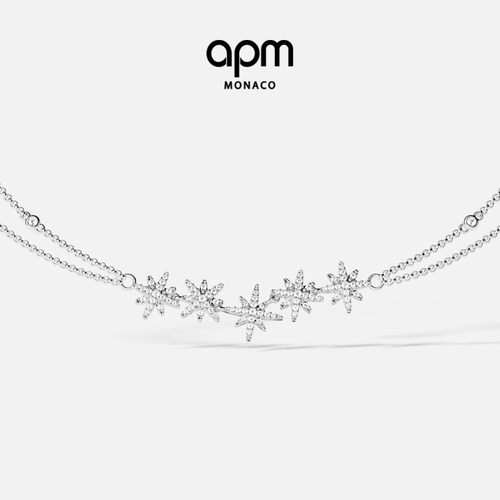 APM双层六芒星项链女款锁骨链