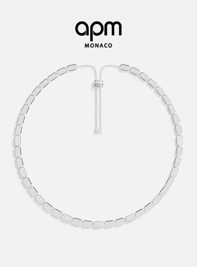 APM Monaco银白色精致可调节项链个性设计感摩登礼物