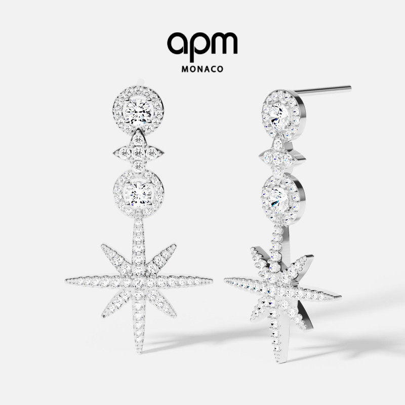 APM Monaco Météorites Pavé耳环流星六芒