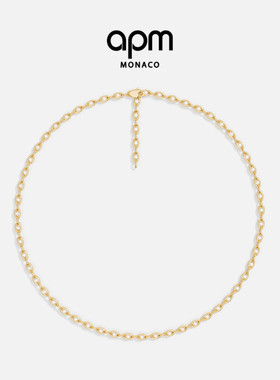 APM Monaco密镶链环长项链锁骨链高级气质银首饰新年情人节礼物