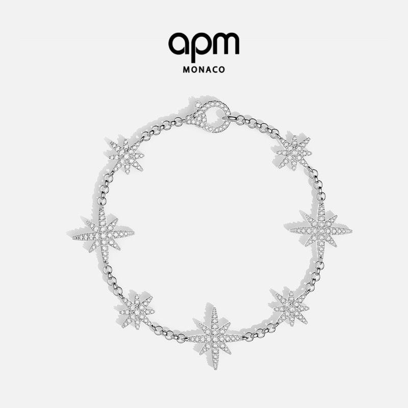 [新品]APM Monaco白色Météorites多流星手链六芒星手饰礼物图片