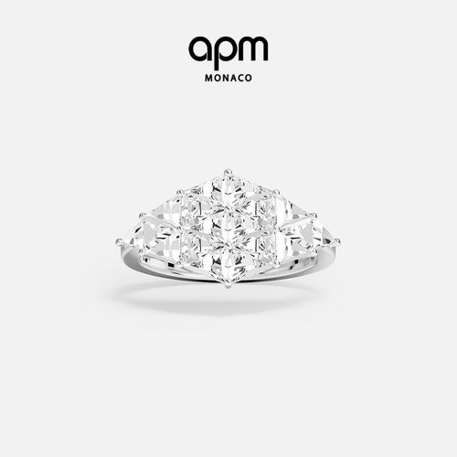 APM Monaco白色Art Déco戒指优雅几何设计感个性生日礼物
