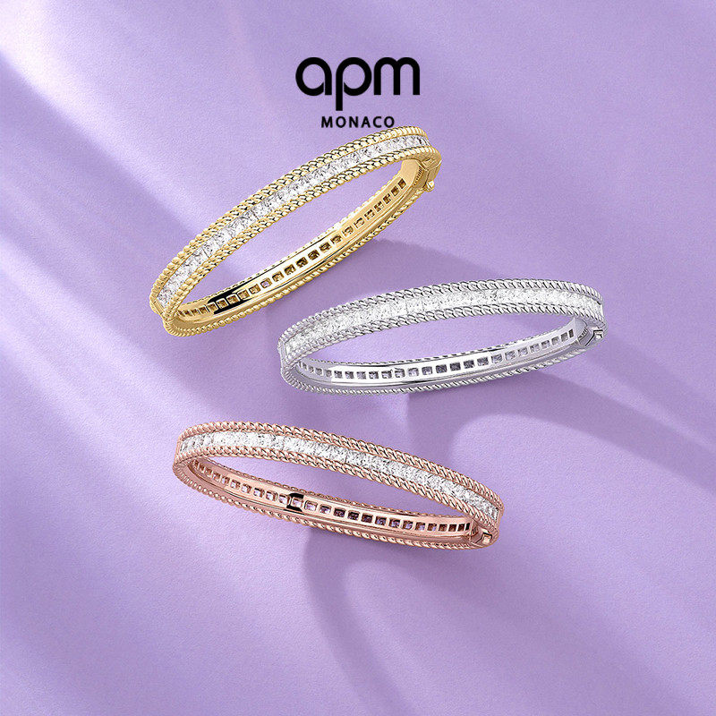 [春季新品]APM Monaco玫瑰金Torsade密镶手镯女简