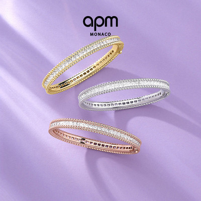 [春季新品]APM Monaco玫瑰金Torsade密镶手镯女简约扭纹设计精致