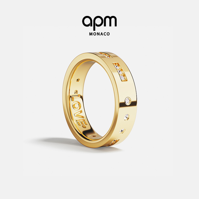 [周翊然同款]APM Monaco LOVE摩斯密码戒指情侣对戒送人生日礼物