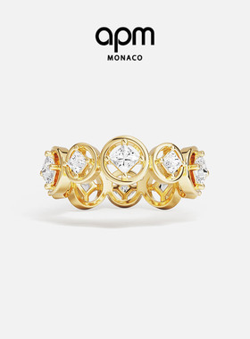 [夏季新品]APM Monaco金黄色气泡Les Bulles d'Eau戒指简约叠戴