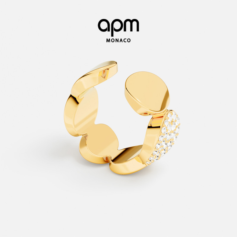 [新品]APM Monaco Galet耳夹金黄色单只耳饰礼物设计感